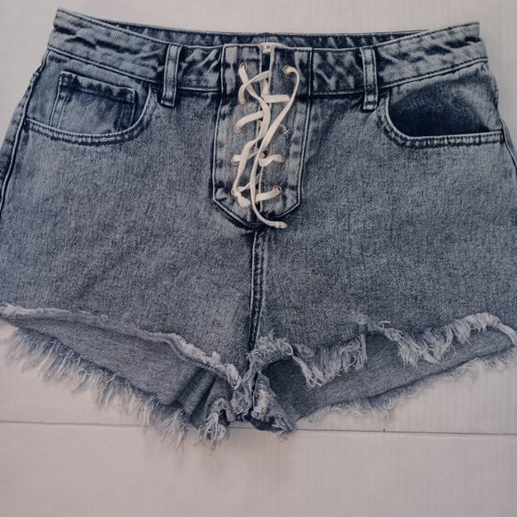 PacSun Pants - PACSUN HIGH RISE FESTIVAL LACE UP JEAN SHORTY SHORTS